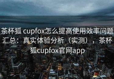 茶杯狐 cupfox怎么提高使用效率问题汇总：真实体验分析（实测），茶杯狐cupfox官网app